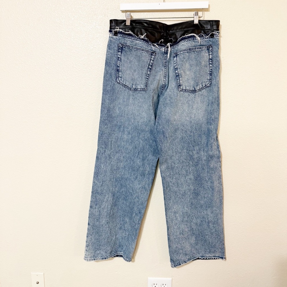 NEW Rag & Bone Shea Mixed Media Faux Leather Denim Combo High Rise Relaxed Jeans - Picture 6 of 14